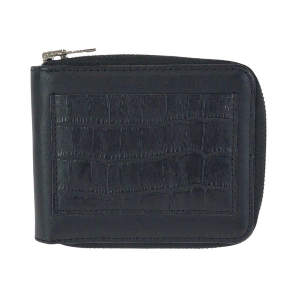 Alexander Wang embossed black leather folding wallet with silver hardware, co...